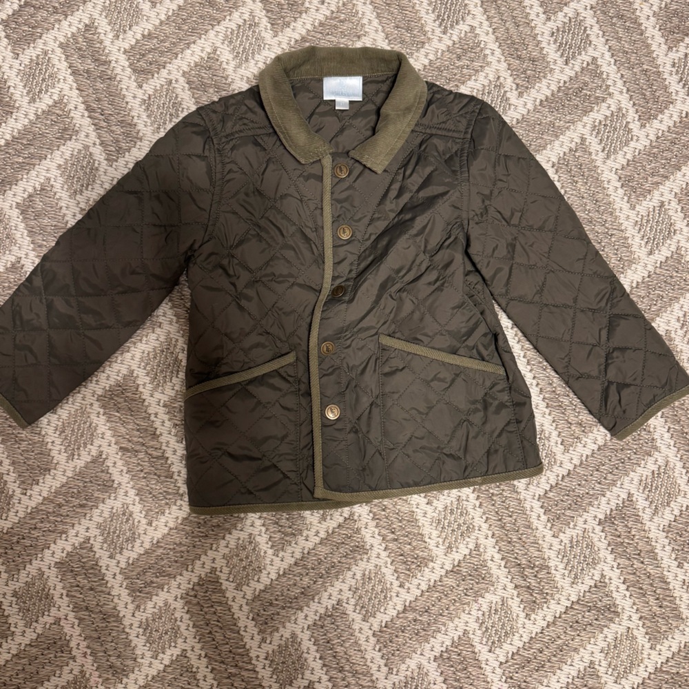 Little English Quilted Olive Green Jacket